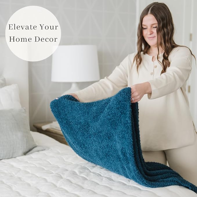Saranoni Bamboni Luxury Throw Blanket Cozy Plush Home Decor Blue 50" x 60" | - Image 4