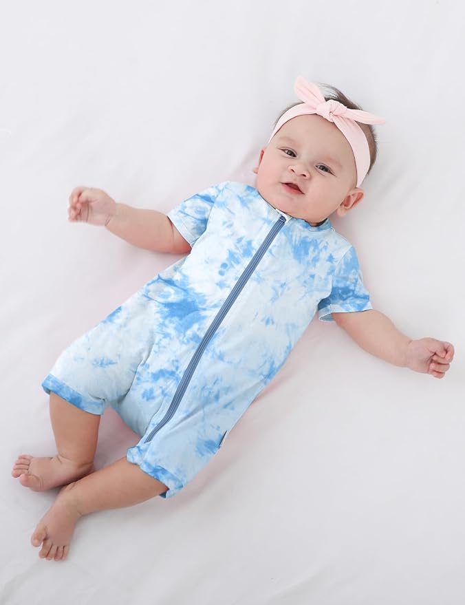 Jimonda Baby Rompers Cotton Boys Girls Short Sleeve Sleepers Pajamas Pjs | Two - Image 2