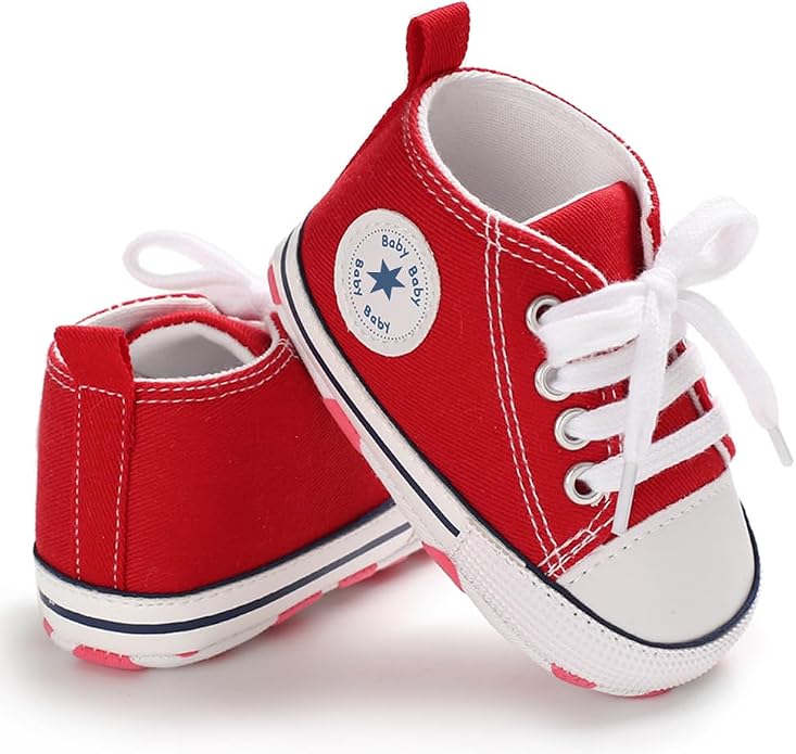 Unisex Baby Girls Boys Canvas High-top Shoes, Newborn Infant Anti-Slip Soft - Image 3