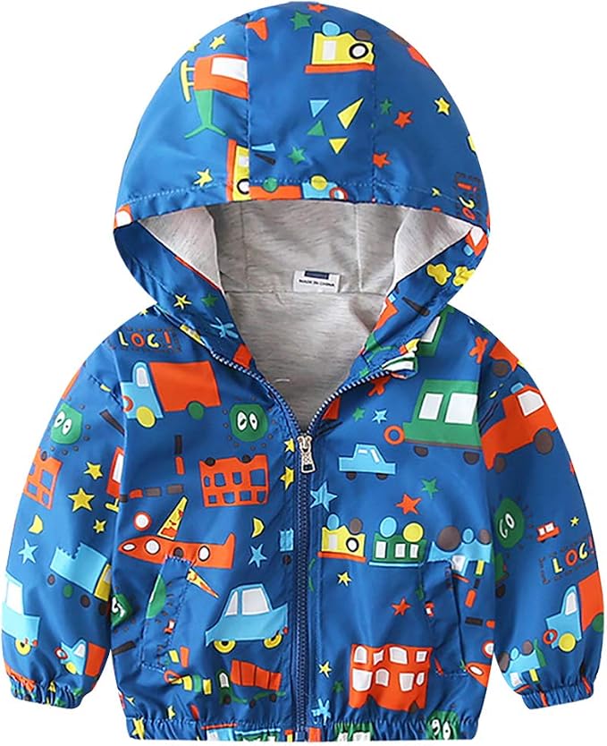 FYMNSI Toddler Baby Boys Girls Hooded Jacket Windbreaker Lightweight Dinosaur by FYMNSI