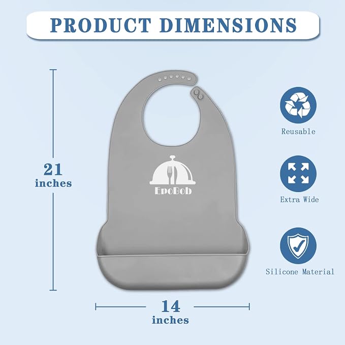 Silicone Adult Bibs with Crumb Catcher, Washable and Adjustable Adult Bibs - Image 3