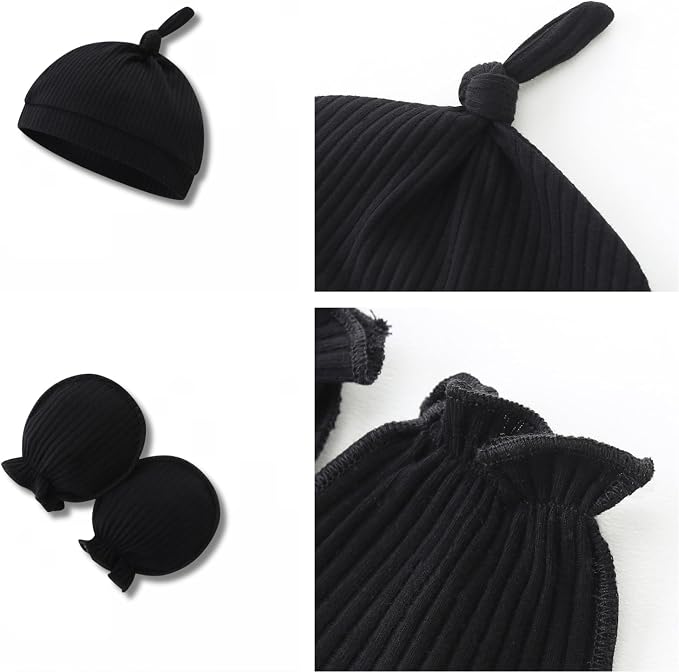 Baby Romper with Baby Mittens & Newborn Hats Footless Long Sleeve - Image 3