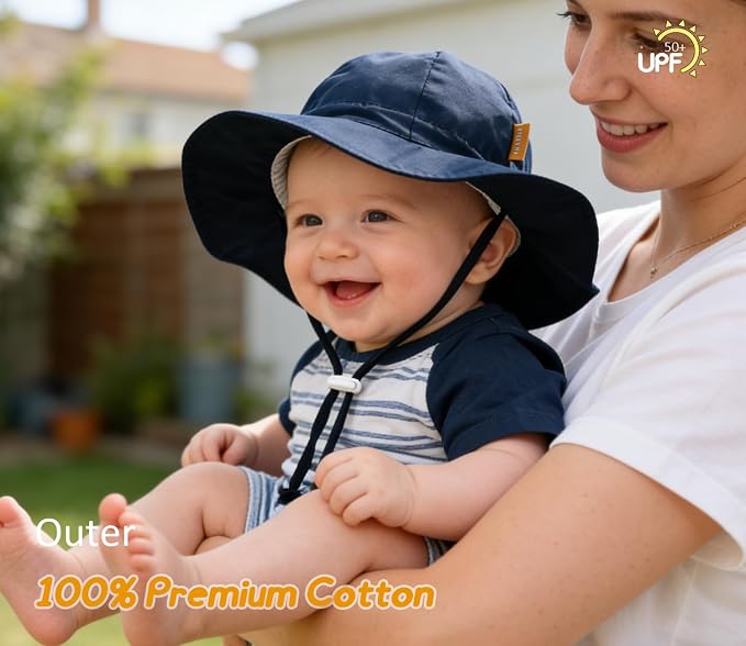 Baby Girl Sun Hat with UPF 50+ Outdoor Adjustable Toddler Beach Hat with Wide - Image 4