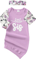 AMAWMW Newborn Baby Girl Little Sister Sleeper Gown Stripe Long Sleeve by AMAWMW