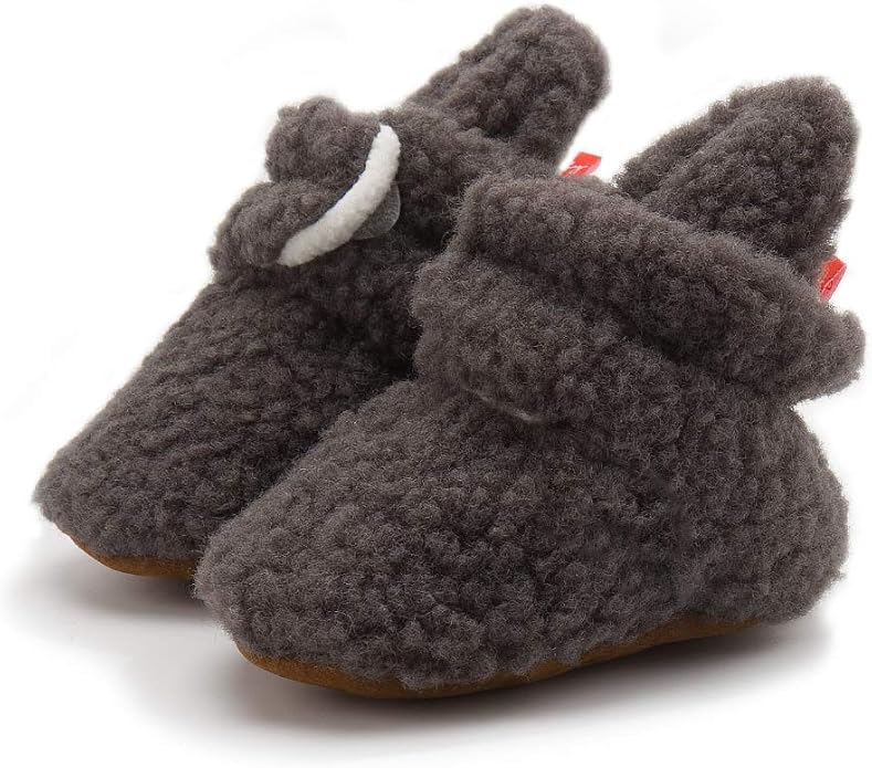Babelvit Newborn Baby Boy Girl Soft Fleece Booties Stay On Infant Slippers - Image 6