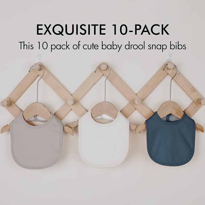 10 Pack Cotton Snap Bibs for Baby Boy Girl, Super Soft Drool Bibs for Teething - Image 7