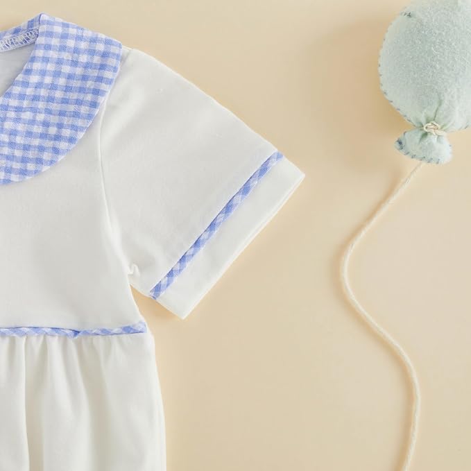 Baby Boy Girl Bubble Romper Short Sleeve Collar Summer Bodysuit - Image 5