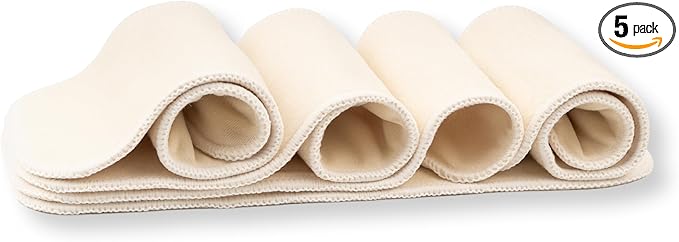 Nora's Nursery Hemp Inserts for Cloth Diapers – 4-Layer Super Absorbent, Washable & Reusable Diaper Liners with Snap - 13" x 15" - Perfect Fit for All Cloth Diaper Sizes - 5 Pack