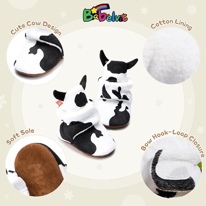 Babelvit Newborn Baby Boy Girl Soft Fleece Booties Stay On Infant Slippers - Image 5
