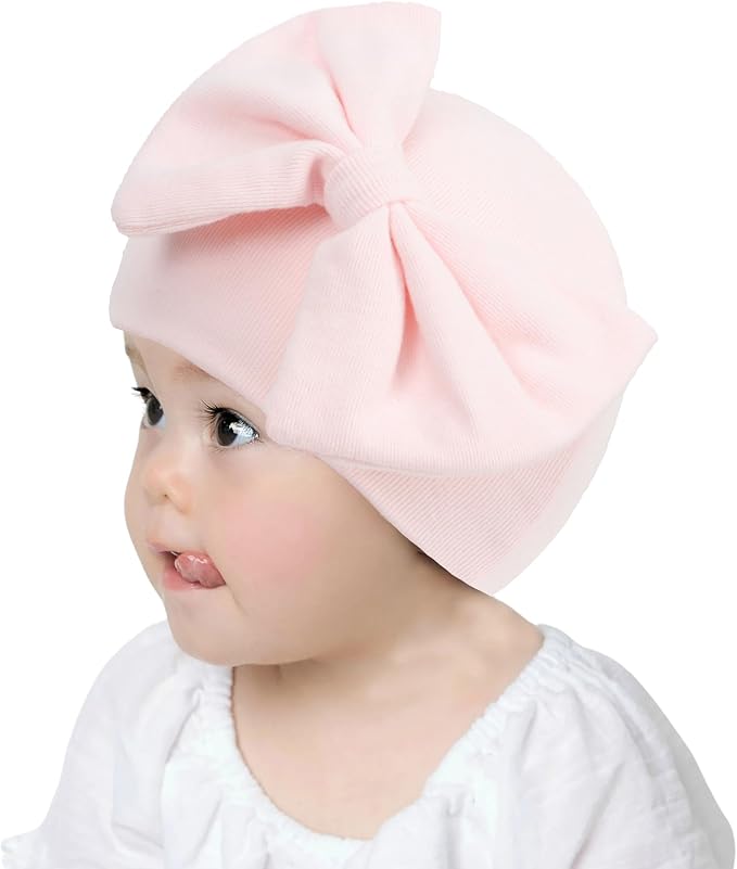 UTTPLL Newborn Beanies Cap No Scratch Mittens Set 0-6 Months Infant Bow Caps - Image 6
