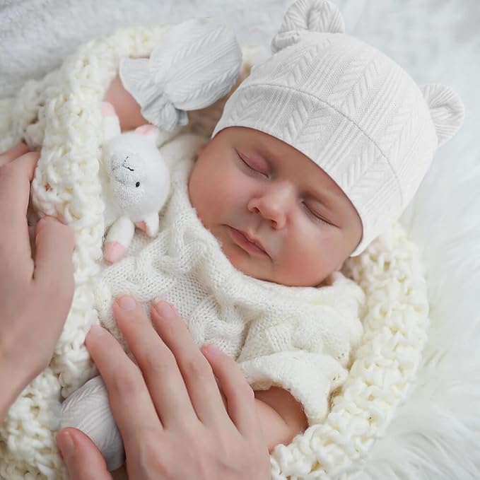 BQUBO Newborn Baby Hats Bear Ears and Mittens Sets Preemie Caps Baby Boy Girl - Image 2
