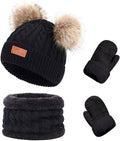 Duoyeree Baby Winter Hat Scarf Glove Beanie Set Girls Boys Pom Pom Knitted Beanie Mitten Scarves for Toddler 0-3T