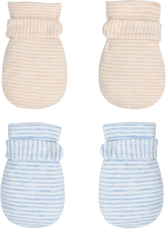 Newborn Baby No Scratch Mittens Stay On, 100% Cotton Breathable, Adjustable by Reyow
