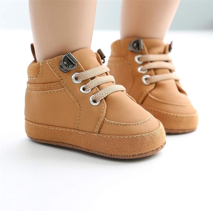 Meckior Toddler Baby Boys Girls High Tops Ankle Sneakers Soft Anti-Slip Sole PU - Image 3
