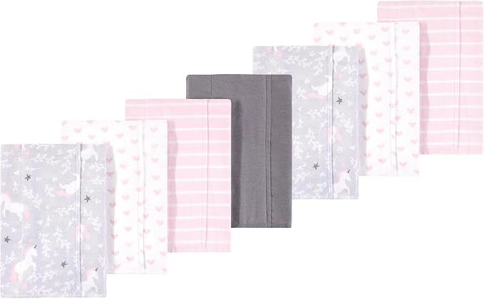 Luvable Friends Hudson Baby Flannel Burp Cloths 7pk, Playful Unicorn by Luvable+Friends