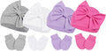 Newborn Baby Girl Hats and Mittens Set, Hospital Hat, Bow Beanie Infant Gift by CenturyStar