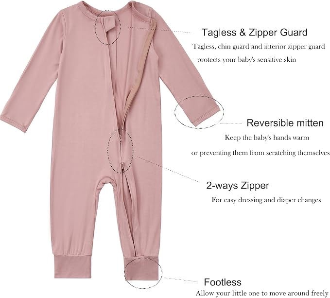 Aablexema Unisex Rayon of Bamboo Baby Footless Pajamas Romper - Image 5