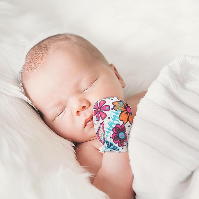 AQOKKA Newborn Baby Mittens No Scratch Cotton Elastic Wrist Gloves Infant - Image 4