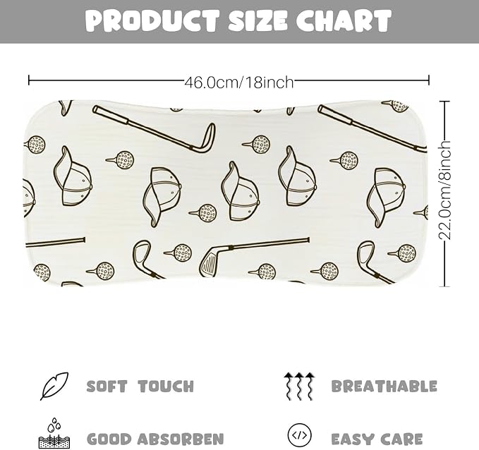 6 Pack Golf Baby Burp Cloths for Boys, Sports Theme Contoured Burping Rags - Image 7