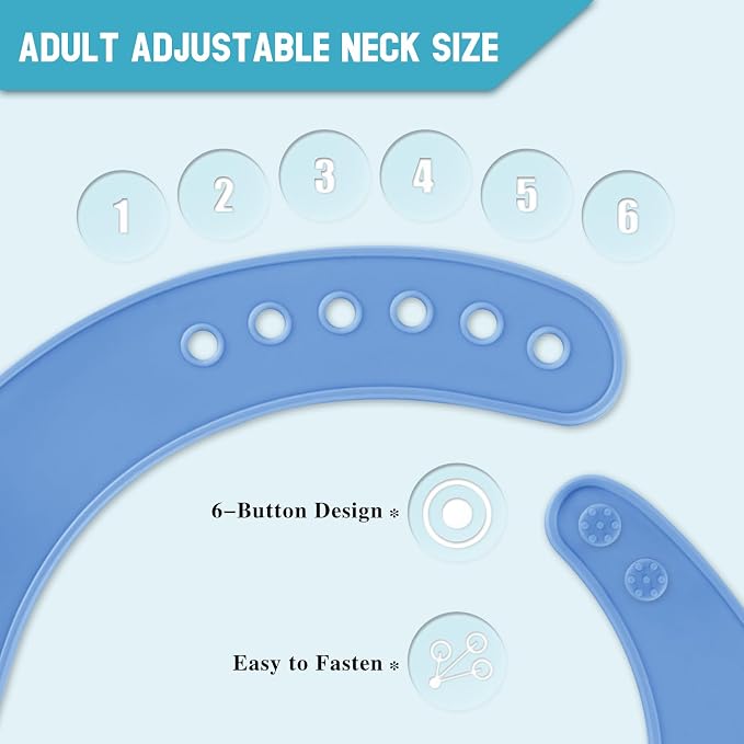 Adjustable Silicone Adult Bib, Washable Bib - Image 6