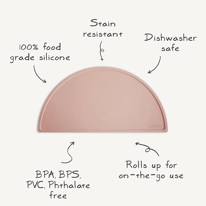 mushie Silicone Placemat for Kids | BPA-Free Non-Slip Design (Sun Orange)