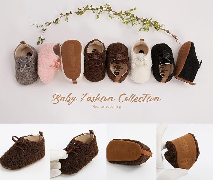 Ohwawadi Infant Baby Boys Girls Slippers Cozy Fleece Booties Soft Bottom Warm - Image 3