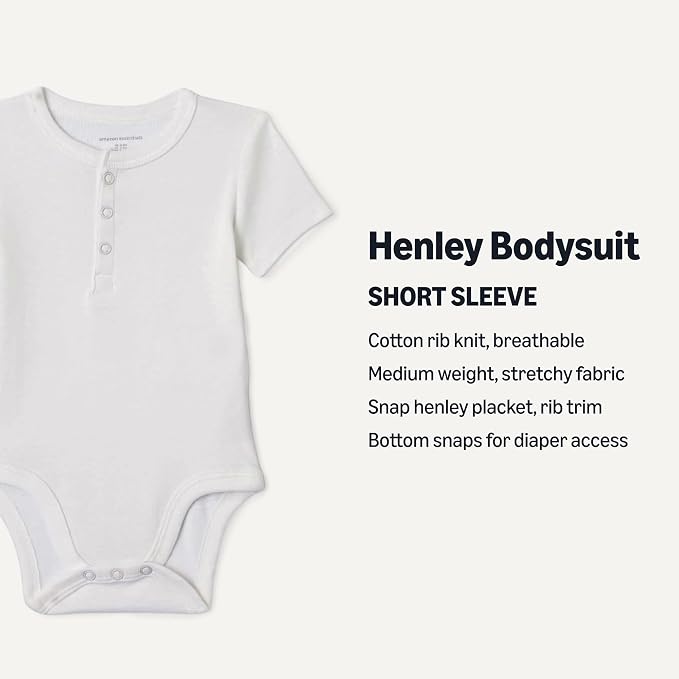 Amazon Essentials Unisex Babies' Short Sleeve Henley Bodysuit - Image 2
