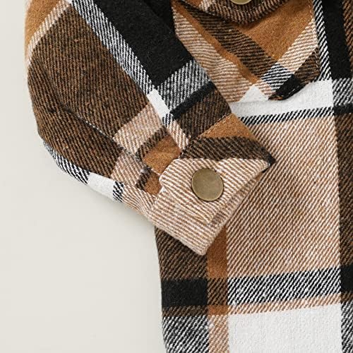 YOUNGER STAR Toddler Kids Boys Girls Flannel Hooded Plaid Shirt Button Baby Red - Image 5