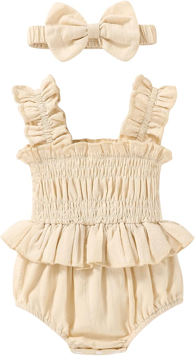 YOUNGER TREE Baby girl Romper Infant Summer Clothes Ruffle Sleeveless One Piece by YOUNGERTREE