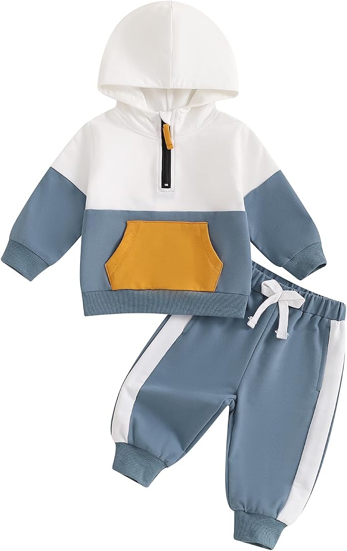 Infant Baby Boy Fall Winter Clothes Outfit Hooded Long Sweatshirt Pant Set by LIOMENGZI