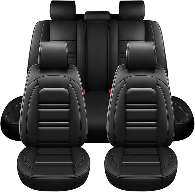Seat Covers for Chrysler Car Sebring 2000-2010 | 5-Seats Leather Seat Covers, Easy to Install Automotive Seat Covers Full Set (Full Set, Black)
