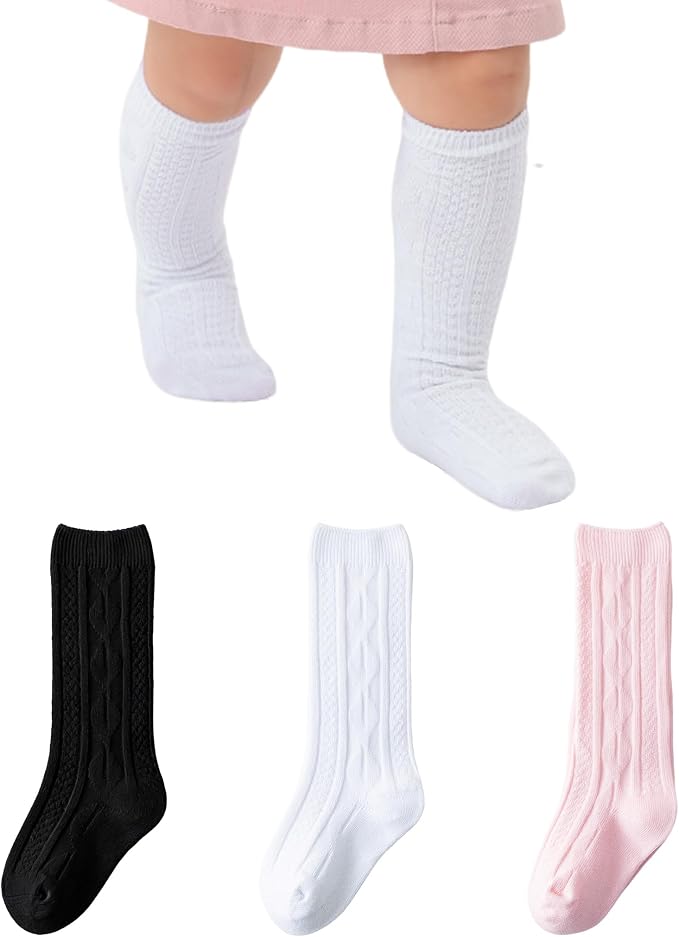 Baby Knee High Socks Soft Seamless Cotton Long Stockings by hakugoo