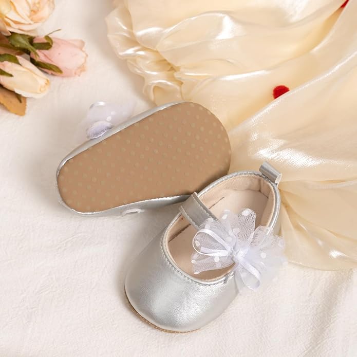 Meckior Infant Baby Girls Soft Sole Bowknot Princess Wedding Dress Mary Jane - Image 6