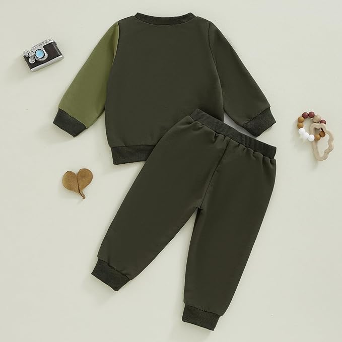 Toddler Baby Boy Fall Outfits Long Sleeve Crew Neck Pullover Sweatshirt + Jogger Pants Set Infant Winter Clothes