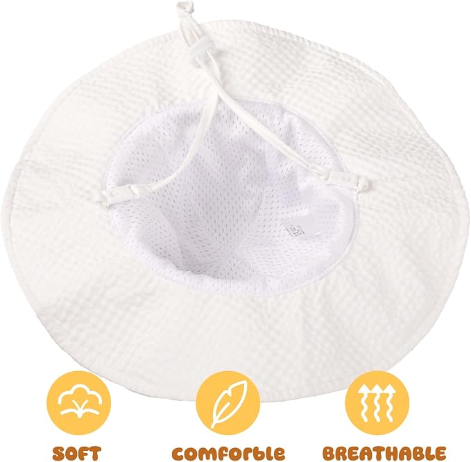 HONGTEYA Baby Sun Hat Wide Brim Adjustable Toddler Beach Bucket Hat | Soft - Image 5