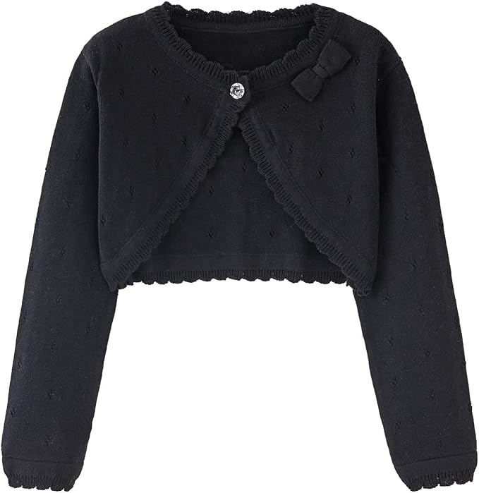 Toddler Girls Cardigan Sweater Bolero Shrug Baby Kids Long Sleeve Cropped Dress by Miccina