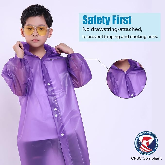 Kids Rain Jacket, 2 Pack Rain Ponchos - Image 3