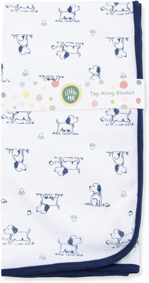 Little Me Blankets for Baby Boys' Puppy Toile Swaddling Receiving Blanket by LittleMeChildrensApparel