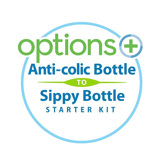 Dr. Brown's Anti-Colic Options+ Wide-Neck Sippy Bottle Starter Kit, 9oz/270mL, with Level 3 Medium-Fast Flow Nipple and Soft 100% Silicone Sippy Spout, Blue, BPA Free, 6m+