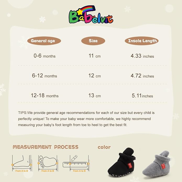 Babelvit Newborn Baby Boy Girl Soft Fleece Booties Stay On Infant Slippers - Image 7