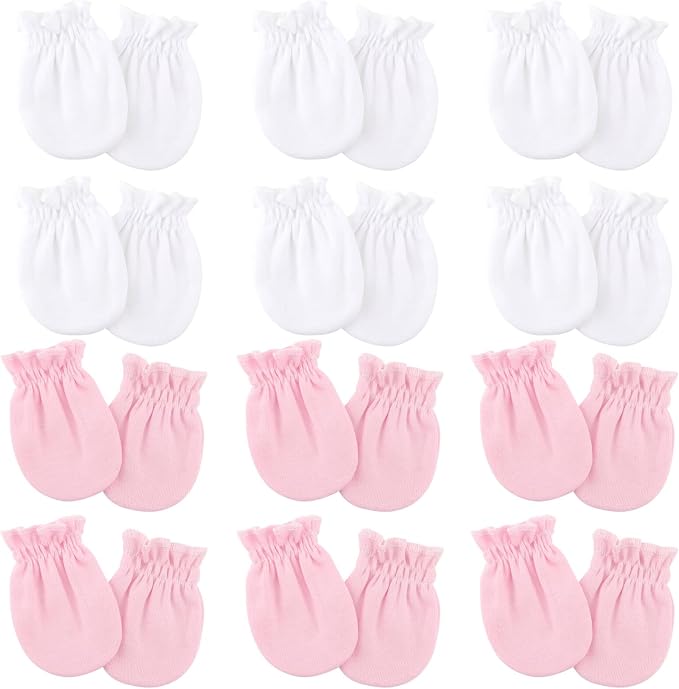 BQUBO 12 Pairs Baby Mittens Newborn Infant Mittens No Scratch Cotton Elastic by DRESHOW