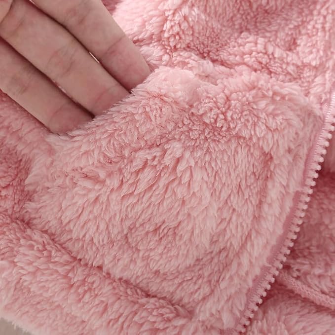Baby Girls Plush Fleece Hooded Jacket Warm Zip Up Winter Coat - Image 6