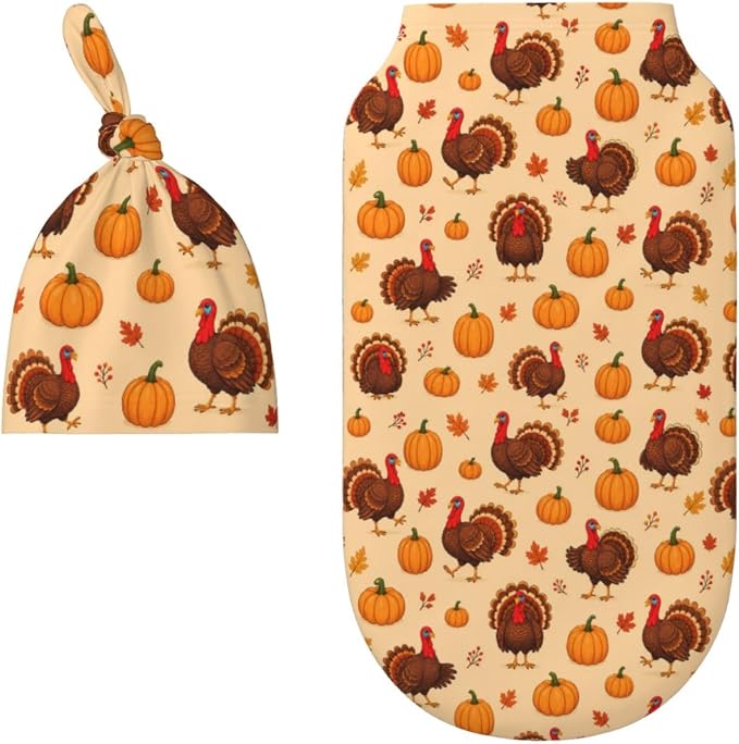Turkey Pumpkin Swaddle Blankets Soft Receiving Blanket Baby Swaddle Wrap - Image 8