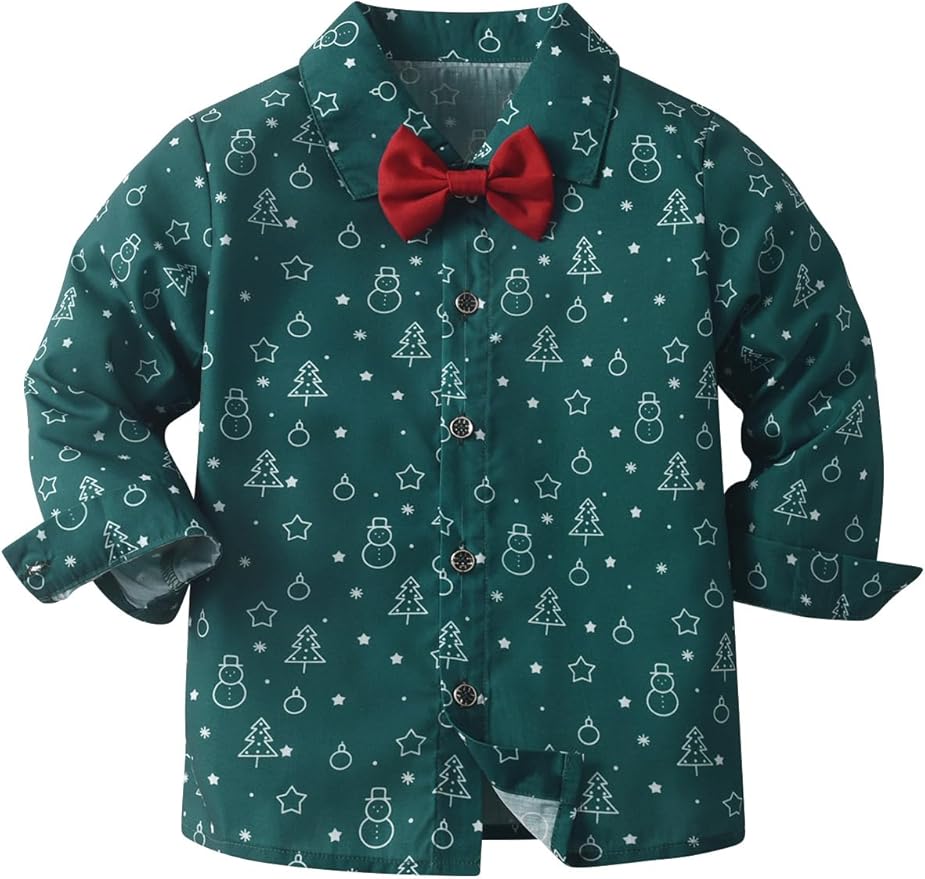 Boarnseorl Baby Boys Pants Sets,Toddler Gentleman Outfits, Infant Long Sleeve Shirt + Pants + Bow Tie + Suspenders