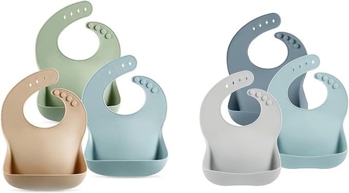 PandaEar Set of 6 Cute Silicone Bibs by PandaEar