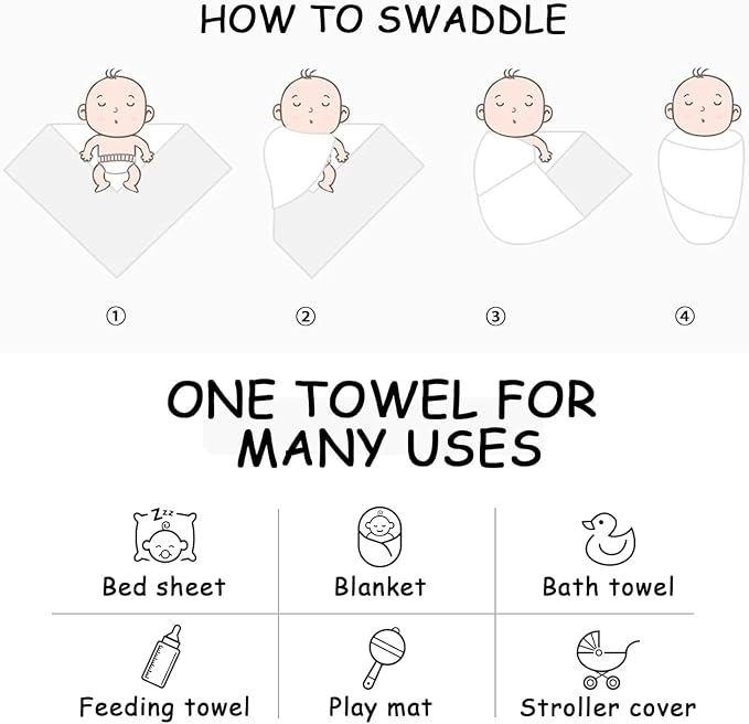 DRESHOW BQUBO Cotton Baby Swaddle Hat Set Newborn Infant Receiving Blankets - Image 7