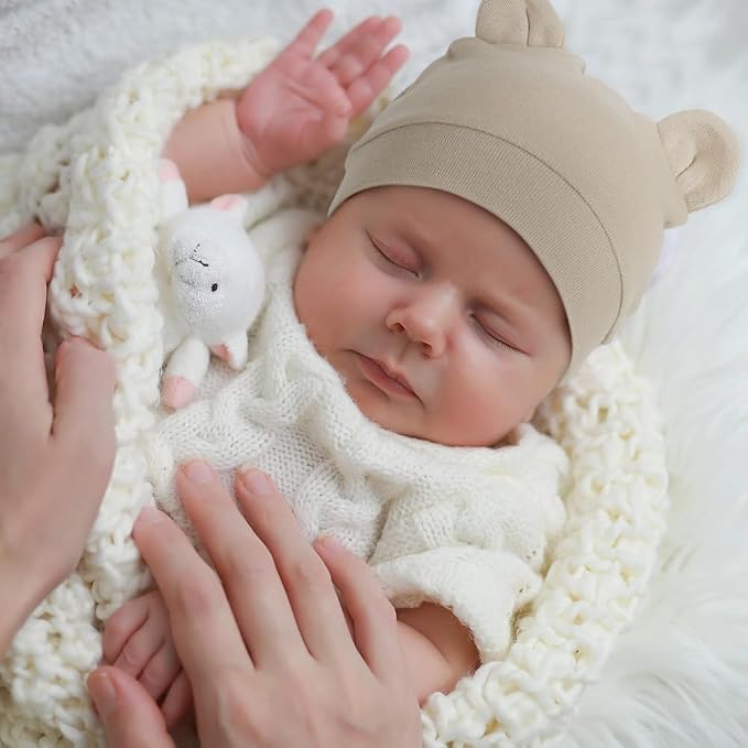 Newborn Baby Hat and Mittens Set Bear Ears Toddler Infant Beanie Caps Newborn - Image 3