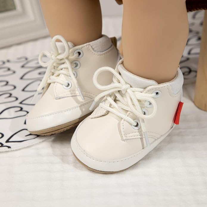 Meckior Toddler Baby Boys Girls High Tops Ankle Sneakers Soft Anti-Slip Sole PU - Image 2