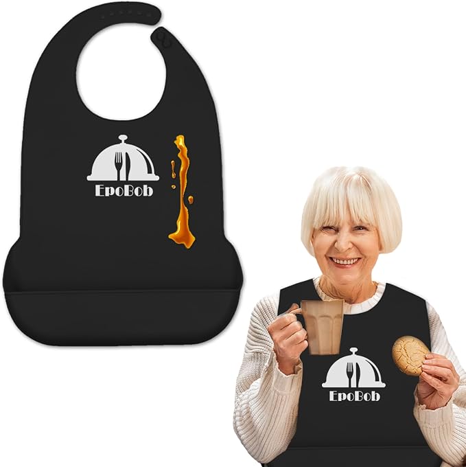 Silicone Adult Bibs with Crumb Catcher, Washable and Adjustable Adult Bibs - Image 2