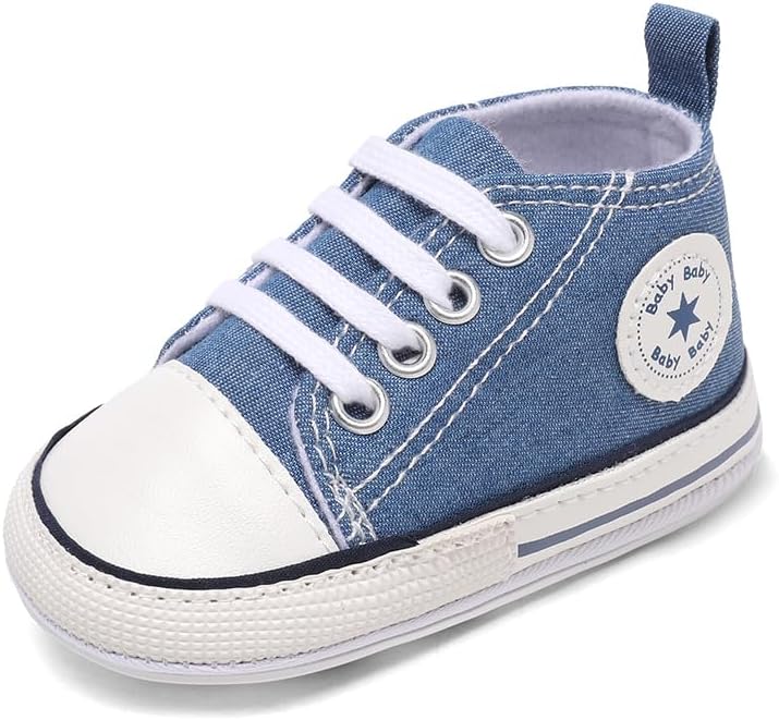 Unisex Baby Girls Boys Canvas High-top Shoes, Newborn Infant Anti-Slip Soft - Image 4